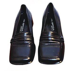 Via Spiga Womens Loafer Size 6 Leather Square Toe Dark Academia Grannycore Italy